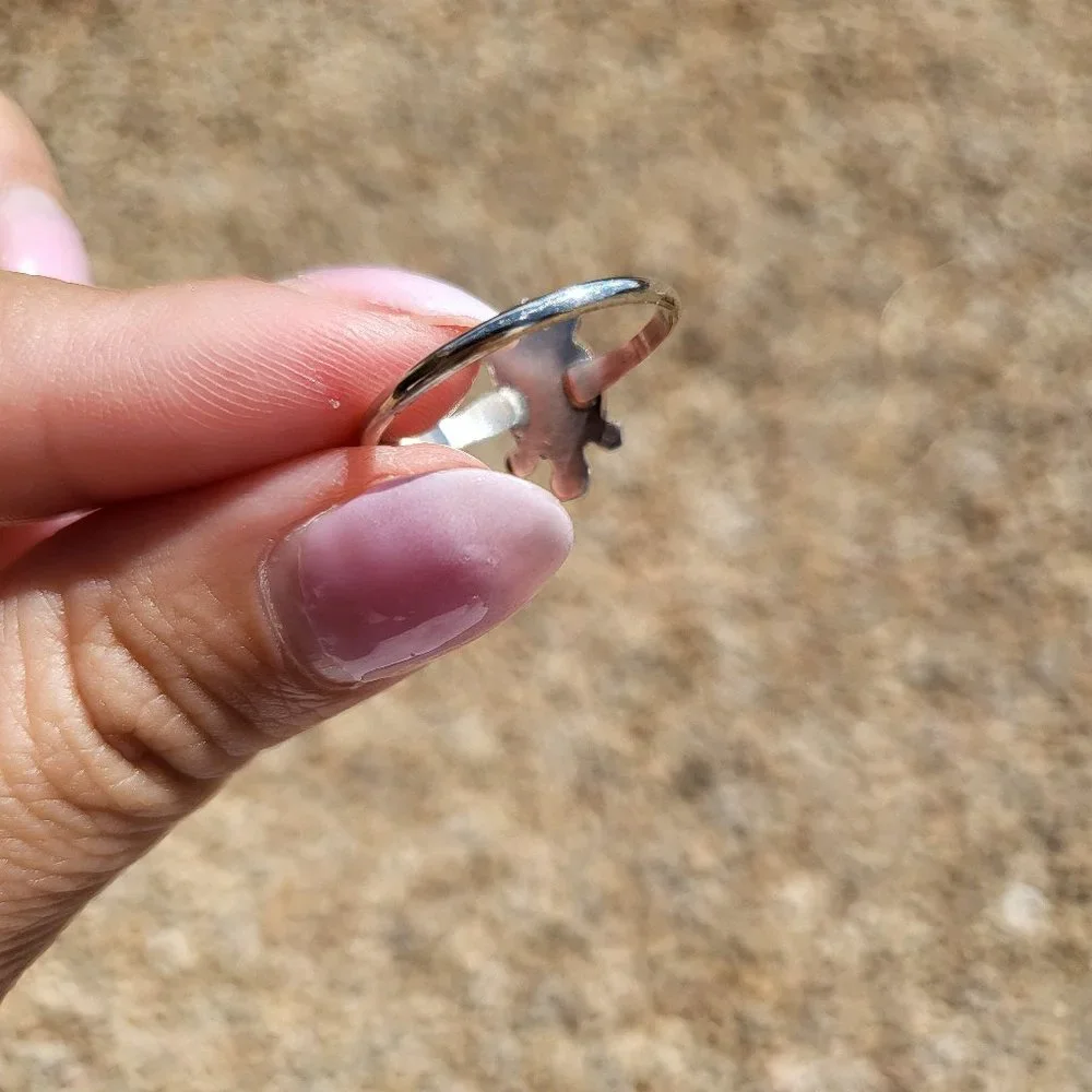 Native American Handmade Mini Turtle Multi Stones Zuni Inlay Ring Turquoise Opal